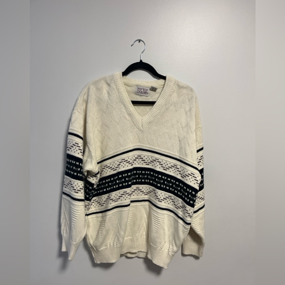 Vintage Tip Top Tailors Sweater Made in Canada Retro V Neck Knit Medium